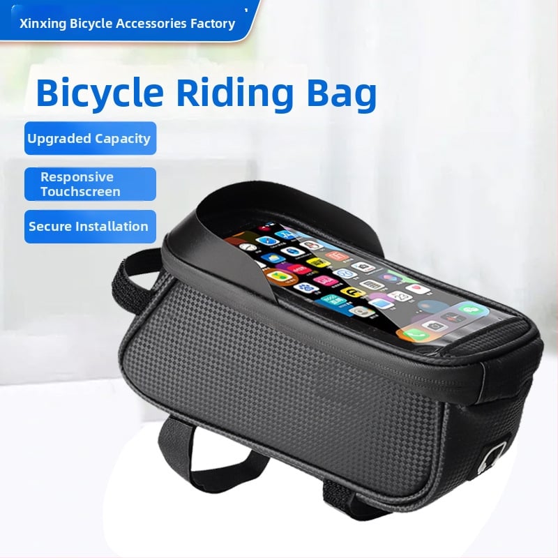 Taška na horný rám bicykla pre telefón – PU koža, vodeodolná, veľká kapacita, model GU-64