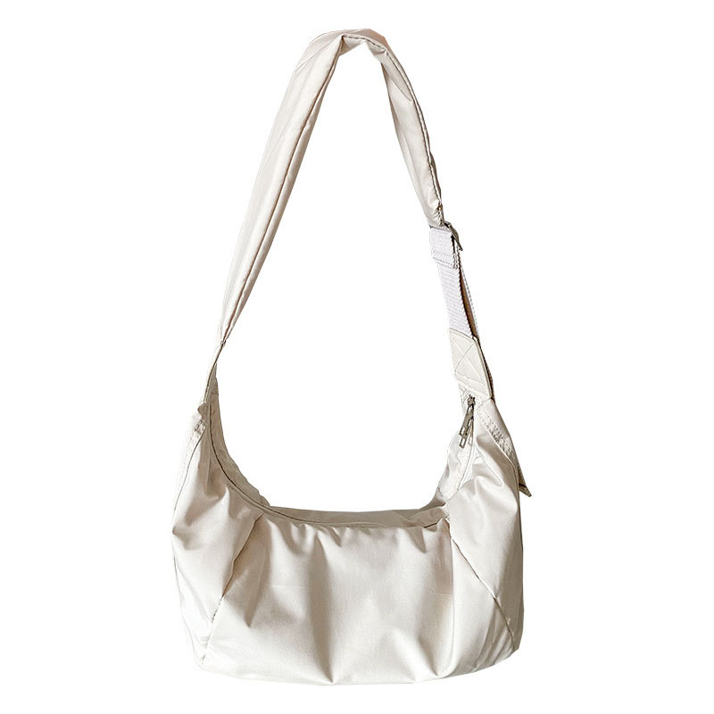 Női crossbody táska dumpling stílusban, pamut anyag, cipzár, poliészter bélés, egy vállpánt