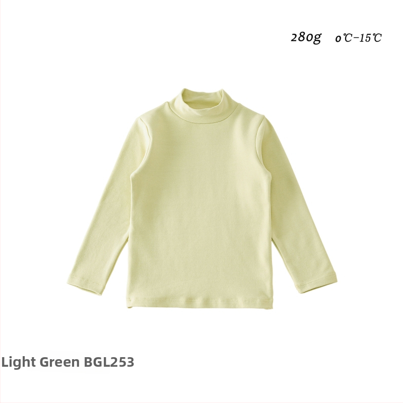 Detské základné tričko s dlhým rukávom, korejský štýl, 95% bavlna, brusená mäkká úprava, bez kapucne, jednobarevný vzor, na zimu jar jeseň