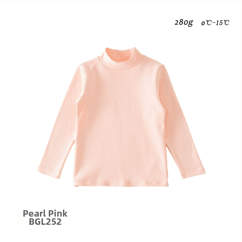 Detské základné tričko s dlhým rukávom, korejský štýl, 95% bavlna, brusená mäkká úprava, bez kapucne, jednobarevný vzor, na zimu jar jeseň