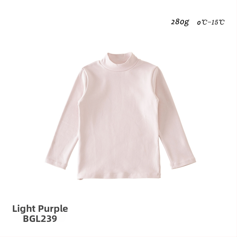 Detské základné tričko s dlhým rukávom, korejský štýl, 95% bavlna, brusená mäkká úprava, bez kapucne, jednobarevný vzor, na zimu jar jeseň