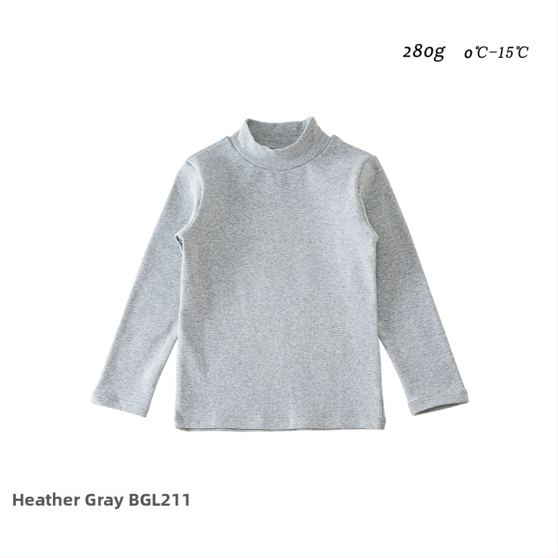 Detské základné tričko s dlhým rukávom, korejský štýl, 95% bavlna, brusená mäkká úprava, bez kapucne, jednobarevný vzor, na zimu jar jeseň