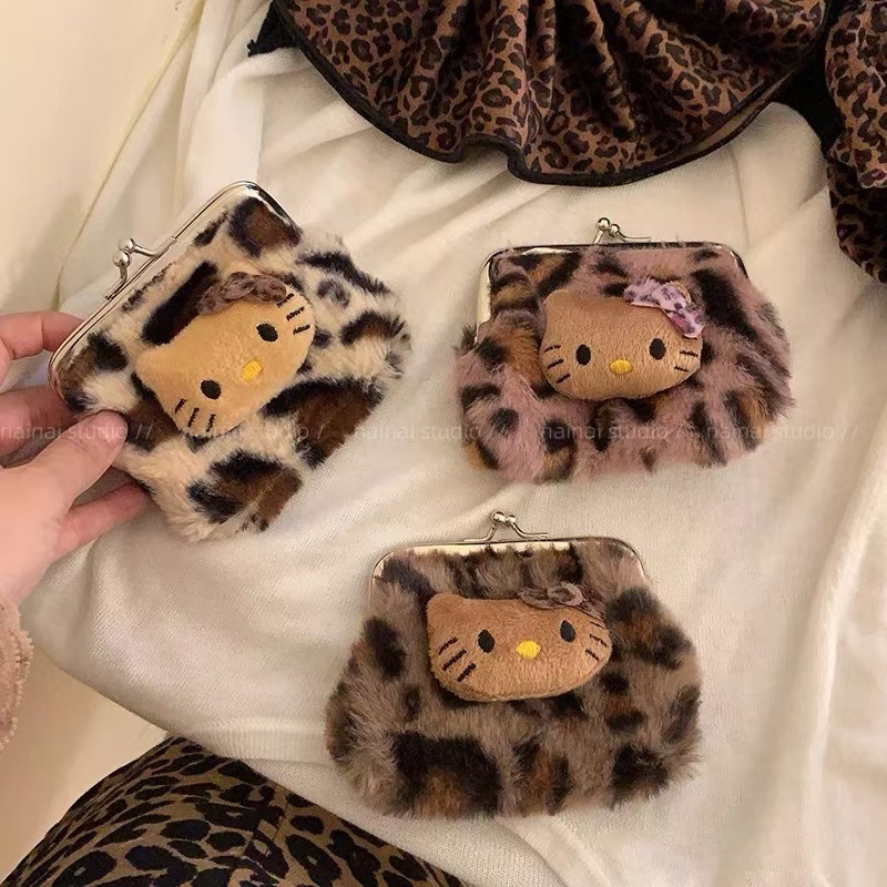 Peňaženka na mince s leopardím vzorom, svieži a sladký štýl, pre ženy, Zima 2024