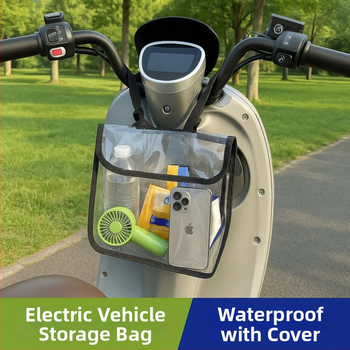 Kubovo tvarovaná nepremokavá visacia taška z PVC pre elektrické bicykle, predné vrecko na telefón a magnetické zapínanie