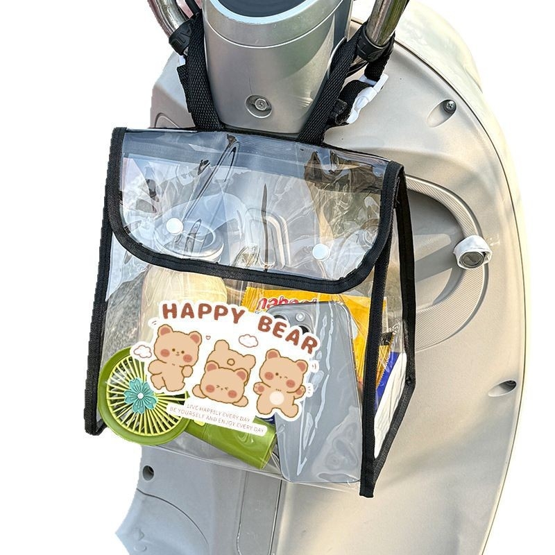 Kubovo tvarovaná nepremokavá visacia taška z PVC pre elektrické bicykle, predné vrecko na telefón a magnetické zapínanie