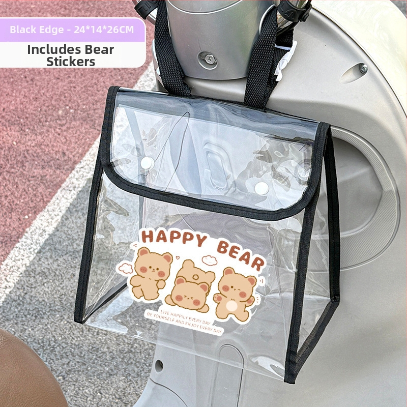 Kubovo tvarovaná nepremokavá visacia taška z PVC pre elektrické bicykle, predné vrecko na telefón a magnetické zapínanie