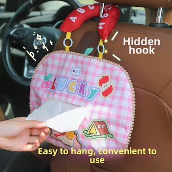 Prenosná visacia taška do auta, Oxford látka, roztomilý kreslený štýl, viacúčelový organizér na cestovanie, stolný a spálňový úložný priestor