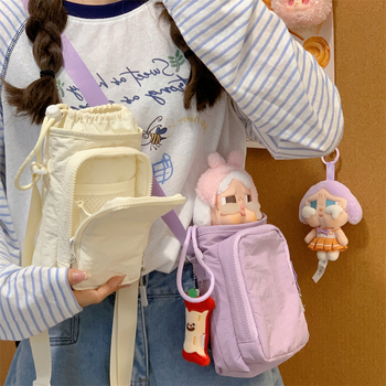 Nylonová cez rameno taška na telefón pre voľný čas a cestovanie, so zipsom a vnútornými priečinkami