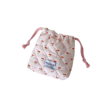 Taška so šnúrkou s čerešňovým vzorom, INS štýl, polyester + bavlna, viacúčelové uloženie na cestovanie, kozmetiku, stolný poriadok, spálňu, kúpeľňu.