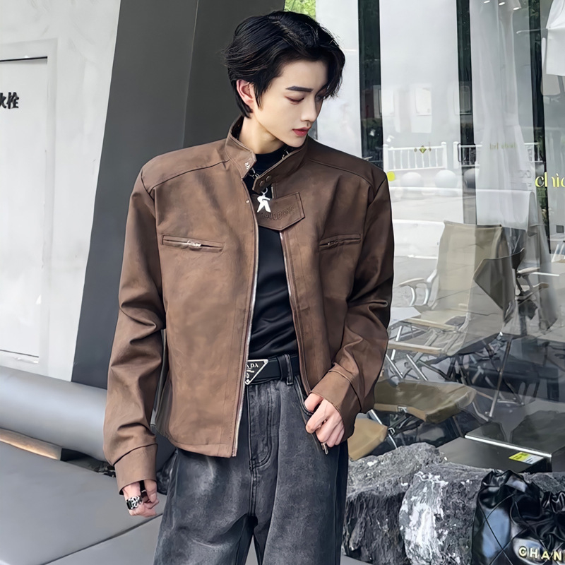 Kožená bunda, motocyklový štýl, PU koža, zips, voľný strih