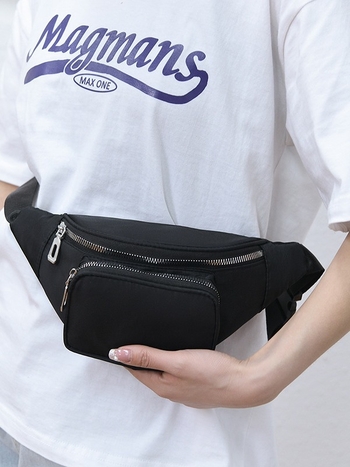 Pečių krepšys street trend stiliumi, nailonas, poliesterio įdaila, užtrauktuko uždarymas, trimatis išorinis krepšys