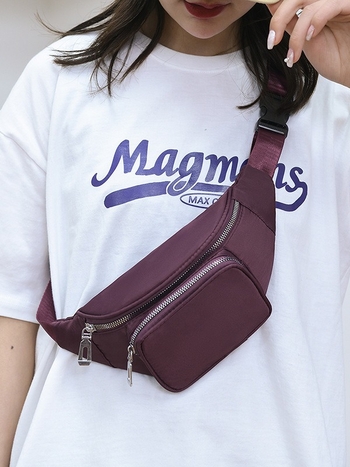 Pečių krepšys street trend stiliumi, nailonas, poliesterio įdaila, užtrauktuko uždarymas, trimatis išorinis krepšys