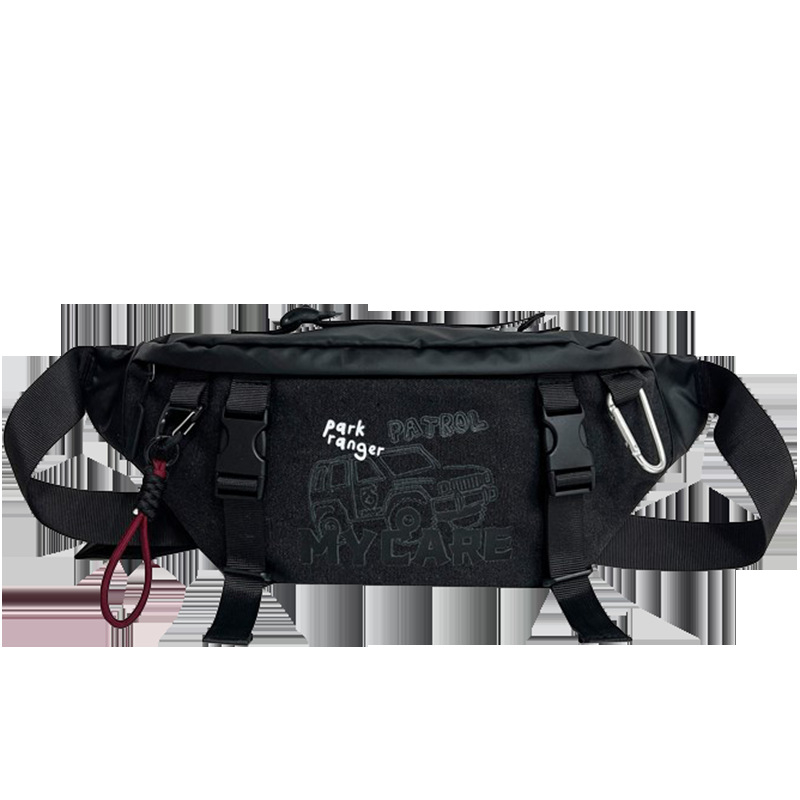 Pánska taška na prsia cez rameno, ulicný štýl, PU materiál, vodeodolná a odolná, vzor s písmenami, podšívka z polyesteru