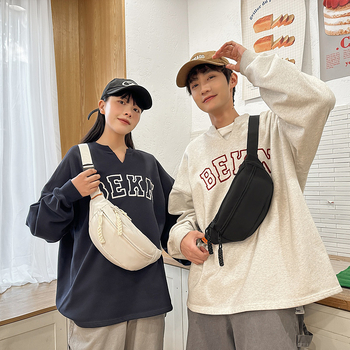 Pásová taška na zips, Oxford látka, nylonová podšívka, vrecko na ID, široký ramenný pás, mestský jednoduchý štýl