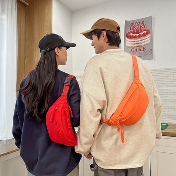 Pásová taška na zips, Oxford látka, nylonová podšívka, vrecko na ID, široký ramenný pás, mestský jednoduchý štýl