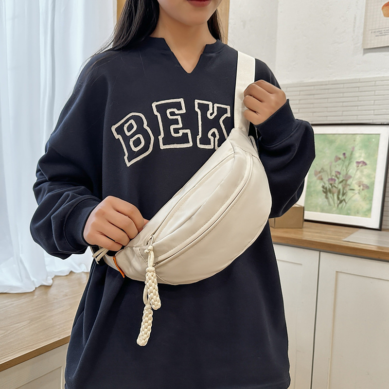 Pásová taška na zips, Oxford látka, nylonová podšívka, vrecko na ID, široký ramenný pás, mestský jednoduchý štýl