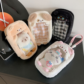 Plyšový cylindrický cestovný úložný vak – roztomilý kreslený štýl, viacúčelový