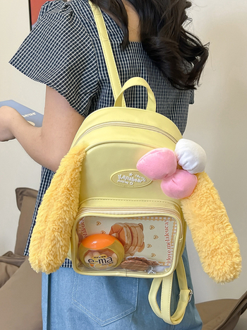 Rucsac din PU transparent, căptușeală din nailon, deschidere cu fermoar, buzunar interior laminat cu fermoar, buzunar exterior deschis, stil Fresh and Sweet, lansare vară 2024