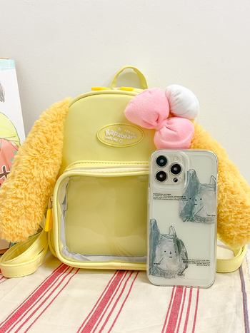 Rucsac din PU transparent, căptușeală din nailon, deschidere cu fermoar, buzunar interior laminat cu fermoar, buzunar exterior deschis, stil Fresh and Sweet, lansare vară 2024