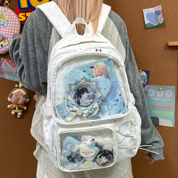 Rucsac transparent în stil coreean, cu stele anime, capacitate mare, pentru elevi de gimnaziu