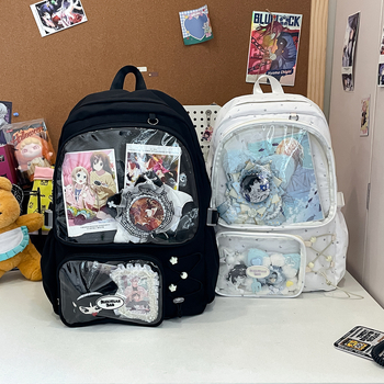 Rucsac transparent în stil coreean, cu stele anime, capacitate mare, pentru elevi de gimnaziu