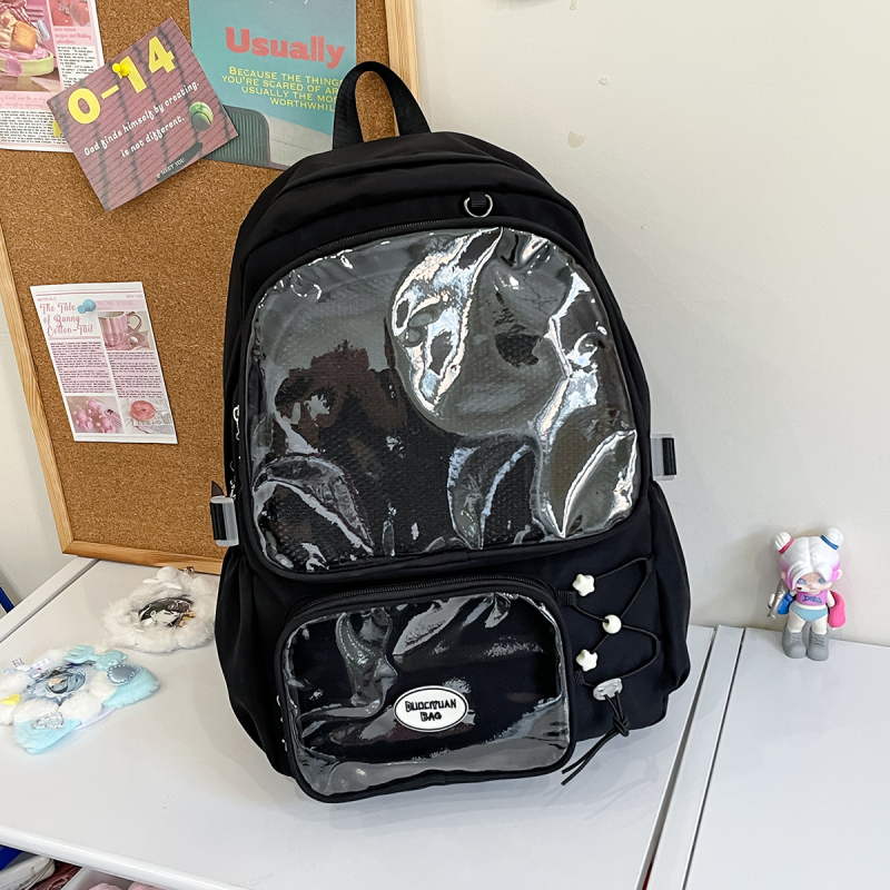 Rucsac transparent în stil coreean, cu stele anime, capacitate mare, pentru elevi de gimnaziu