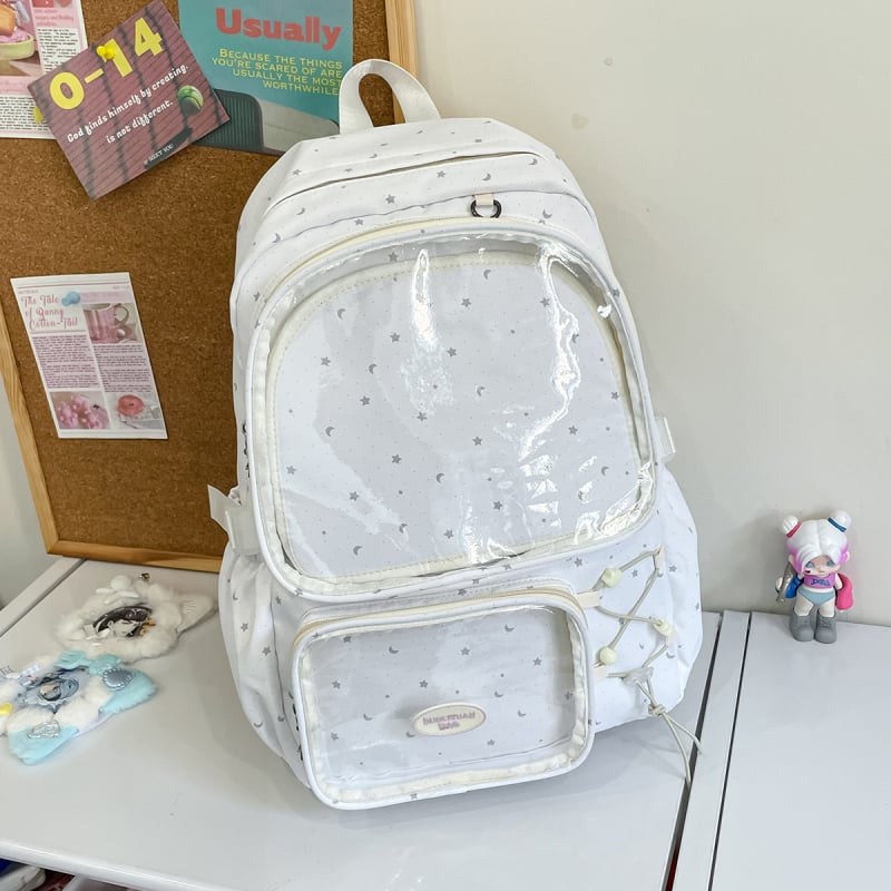 Rucsac transparent în stil coreean, cu stele anime, capacitate mare, pentru elevi de gimnaziu