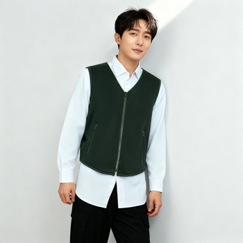 Unisex teplá vesta na zips, polyester, V-krk, jednovrstvová, stredná hrúbka