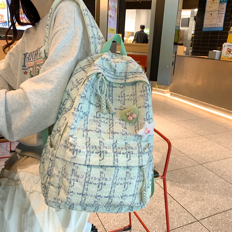 Rucsac școlar ușor din nylon, cu model în grilă, 36–55 L, compatibil cu laptop de 16 inch, spate ergonomic