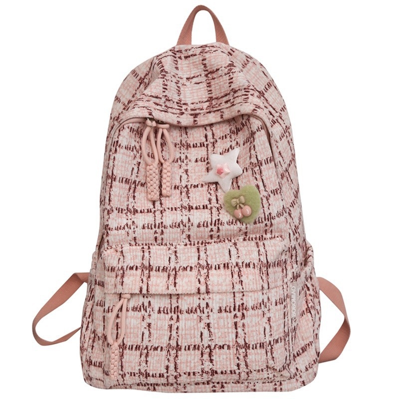 Rucsac școlar ușor din nylon, cu model în grilă, 36–55 L, compatibil cu laptop de 16 inch, spate ergonomic