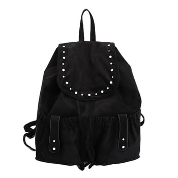Rucsac dama din suede, stil retro, toamnă 2025, căptușeală din poliester, închidere cu clapă, buzunar interior cu fermoar și buzunar pentru telefon.