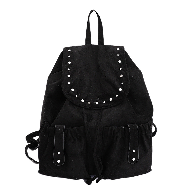 Rucsac dama din suede, stil retro, toamnă 2025, căptușeală din poliester, închidere cu clapă, buzunar interior cu fermoar și buzunar pentru telefon.