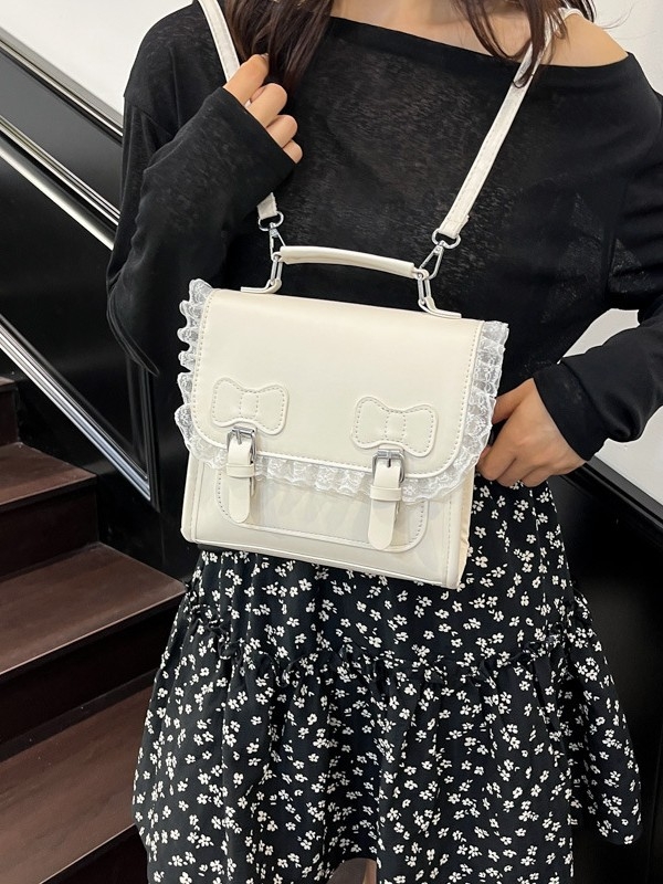 Rucsac în stil colegial pentru femei, piele PU, căptușeală din piele sintetică, închidere cu capac, buzunar pentru telefon, primăvara 2025