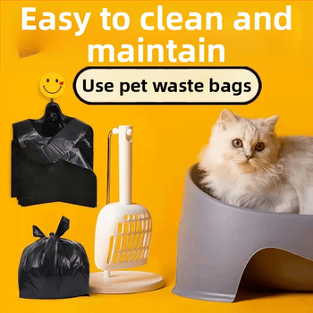 Komplekts 300 kaķa izkārnījumu maisiņi ar tīrīšanas lāpstiņu, zīmols Friendly, standarta biezums