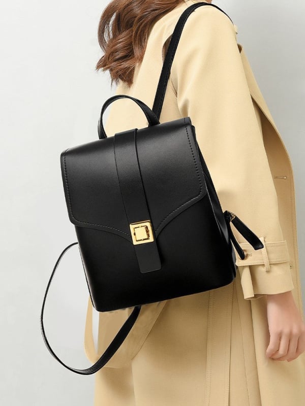 Rucsac | Material PU | Primăvara 2025 | Capacitate mare | Rezistent la apă | Închidere cu clapă