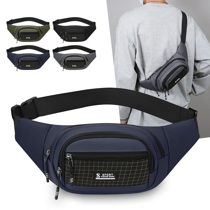 Viacvrstvová cez telo taška na pás, nepremokavý nylon, ultra ľahká, rozšíriteľná, pojme 8-palcový tablet