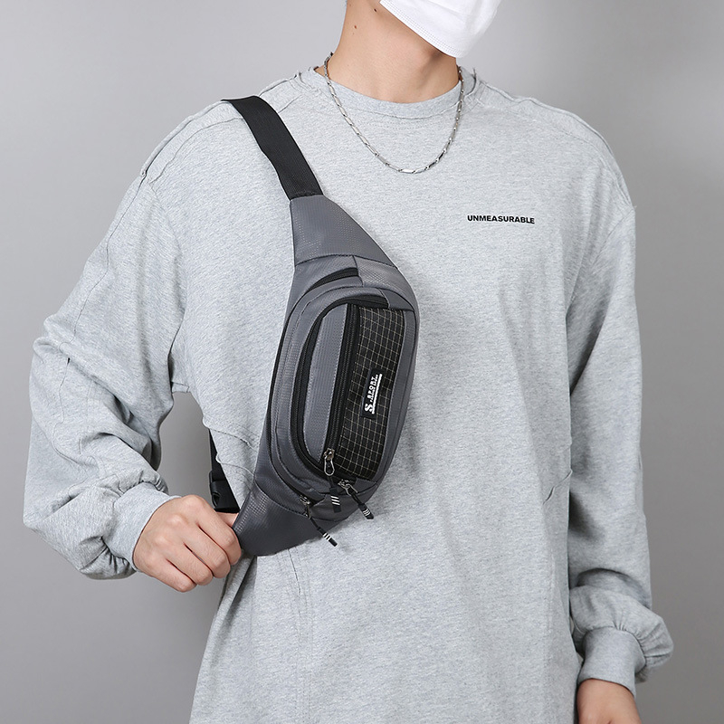 Viacvrstvová cez telo taška na pás, nepremokavý nylon, ultra ľahká, rozšíriteľná, pojme 8-palcový tablet