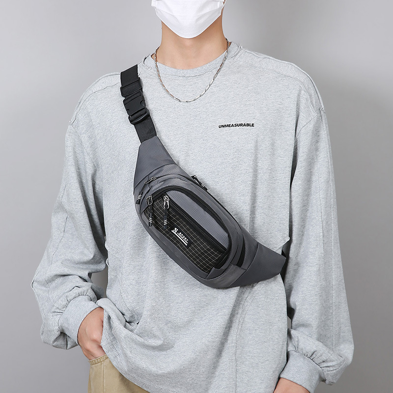 Viacvrstvová cez telo taška na pás, nepremokavý nylon, ultra ľahká, rozšíriteľná, pojme 8-palcový tablet