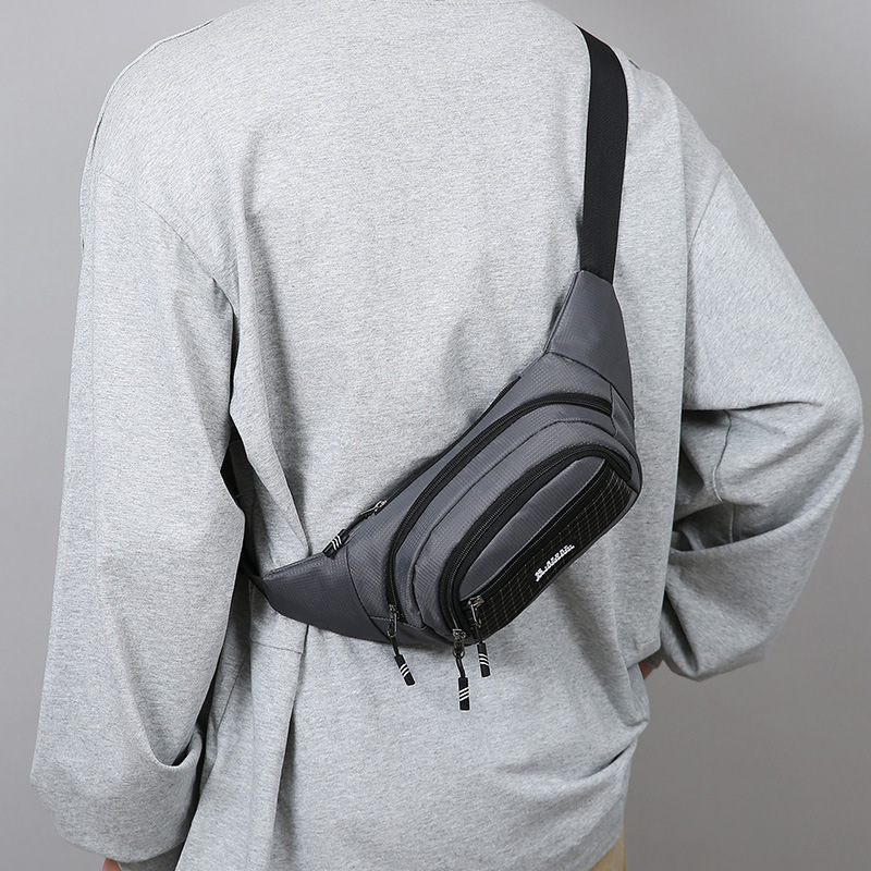 Viacvrstvová cez telo taška na pás, nepremokavý nylon, ultra ľahká, rozšíriteľná, pojme 8-palcový tablet