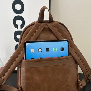 Kávébarna női bőrből készült laptop hátizsák, minimalist design, nagy kapacitás, üzleti és városi használatra