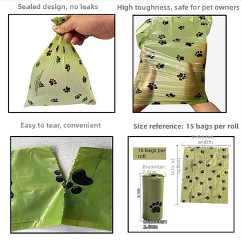 Biologicky rozložiteľné vrecká na psie výkaly, rolkové, hrubé, jednorazové CS005
