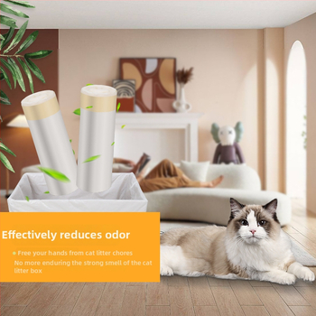 Mačací vrecko na toaletu, rolový typ, hrubý PE, so sťahovacím uzáverom