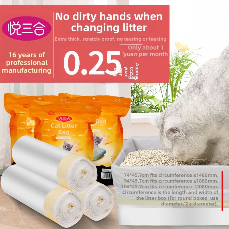 Mačací vrecko na toaletu, rolový typ, hrubý PE, so sťahovacím uzáverom