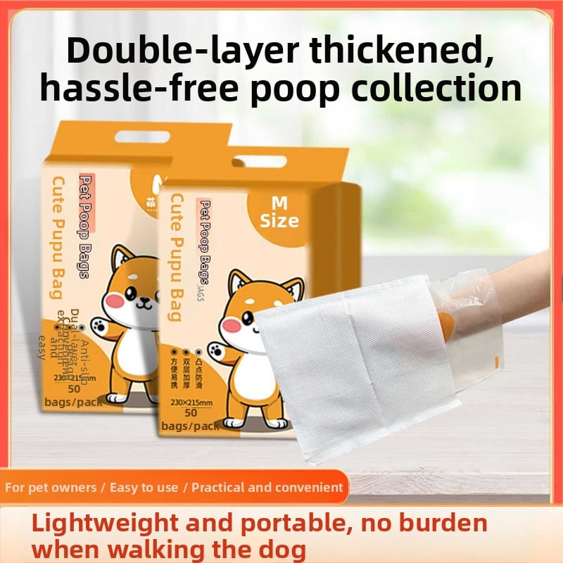 Dvojvrstvová taška na psie exkrementy so škrabkou, prenosná, zosilnená, z netkanej textílie a plastu