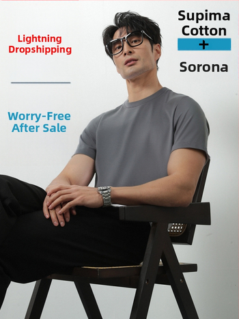 Amerigo tričko zo silk-cottonu, minimalistický priliehavý strih, kruhový výstrih, krátke rukávy, jednofarebné