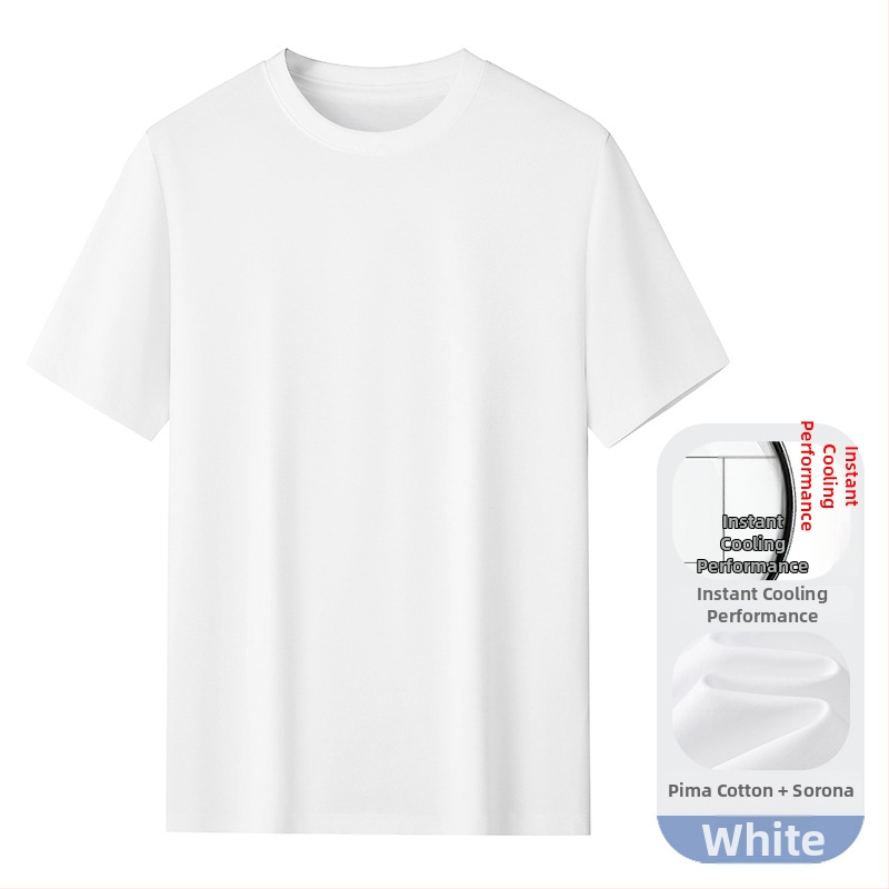 Amerigo tričko zo silk-cottonu, minimalistický priliehavý strih, kruhový výstrih, krátke rukávy, jednofarebné