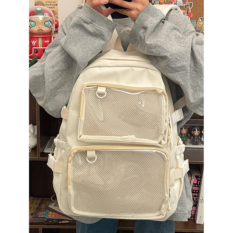 Rucsac din nailon cu buzunar pentru laptop, design 3D exterior, închidere cu fermoar, căptușeală din nailon