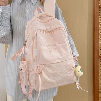 Rucsac școlar din nylon, capacitate 36-55 L, potrivit pentru laptop de 15 inch, ușor rezistent la apă, bretele de umăr curbe