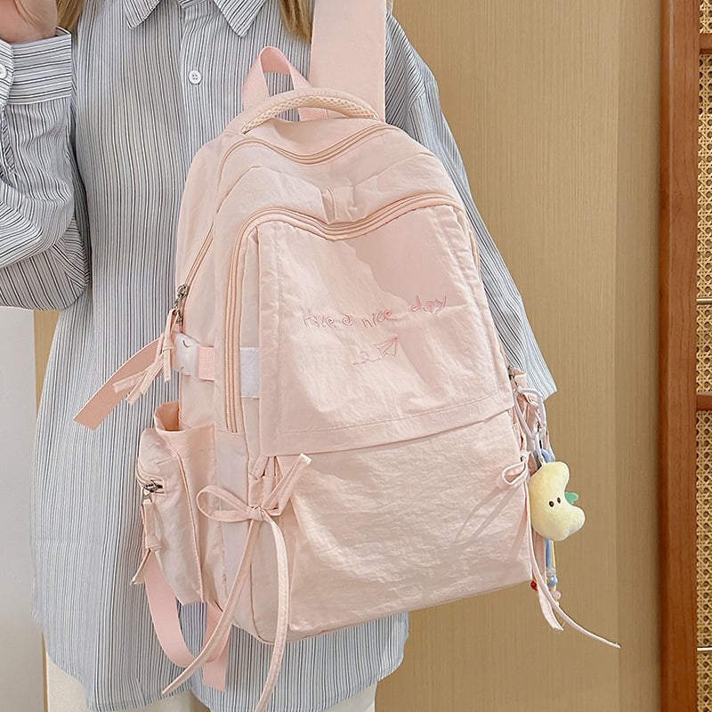 Rucsac școlar din nylon, capacitate 36-55 L, potrivit pentru laptop de 15 inch, ușor rezistent la apă, bretele de umăr curbe
