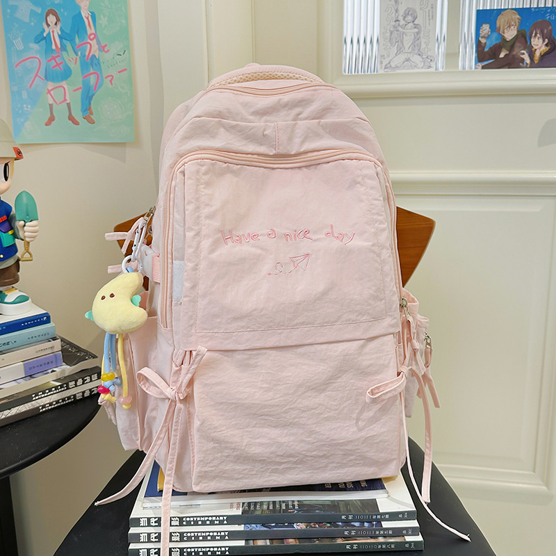 Rucsac școlar din nylon, capacitate 36-55 L, potrivit pentru laptop de 15 inch, ușor rezistent la apă, bretele de umăr curbe
